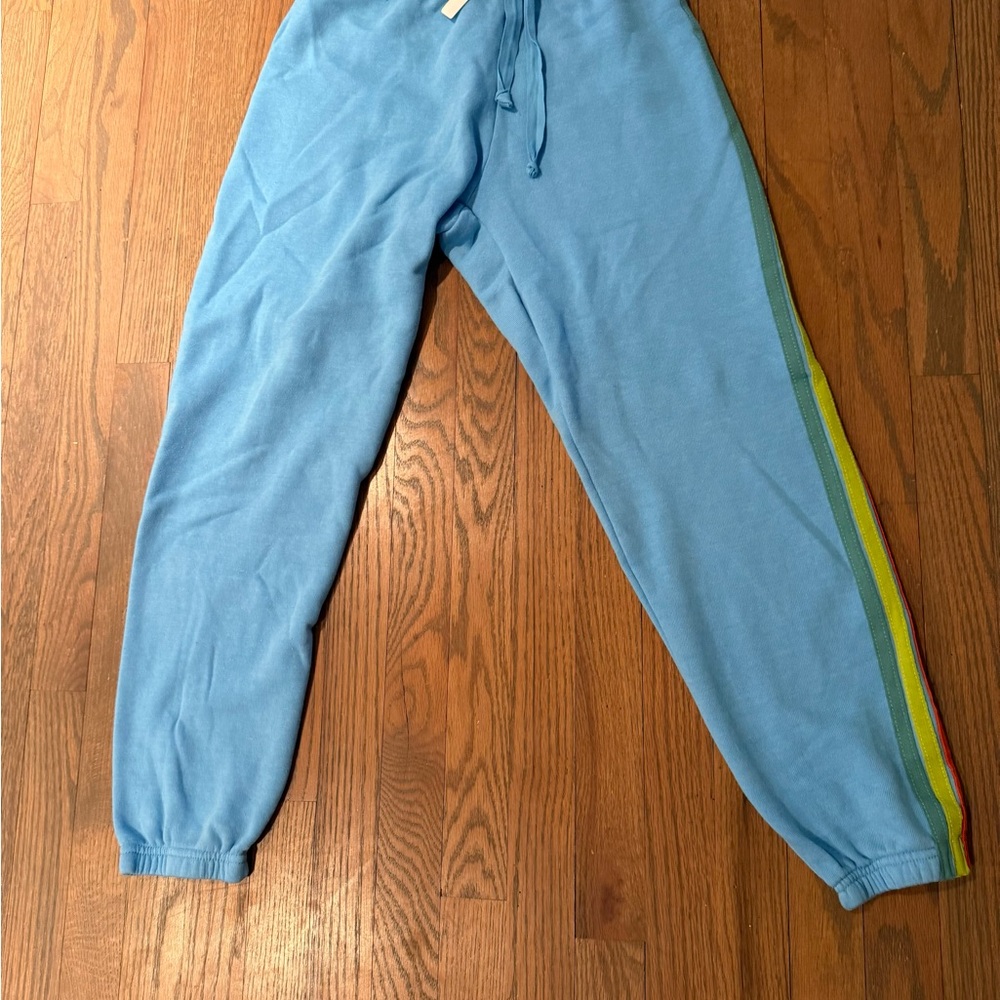 Blue AN Joggers with Rainbow Stripe